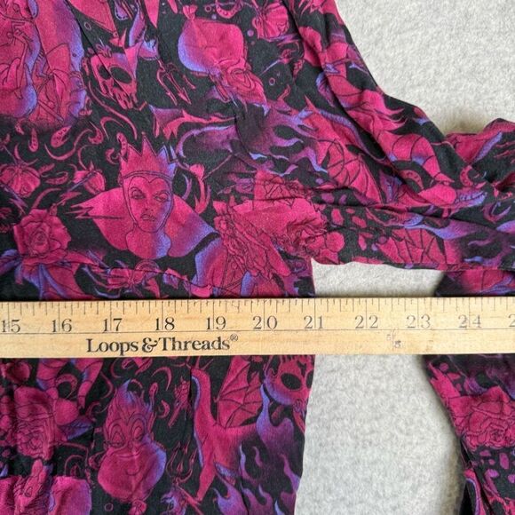 Disney Villians Womens Size 0 Large Button Front Shirt Red Black Long Sleeve - Picture 4 of 7